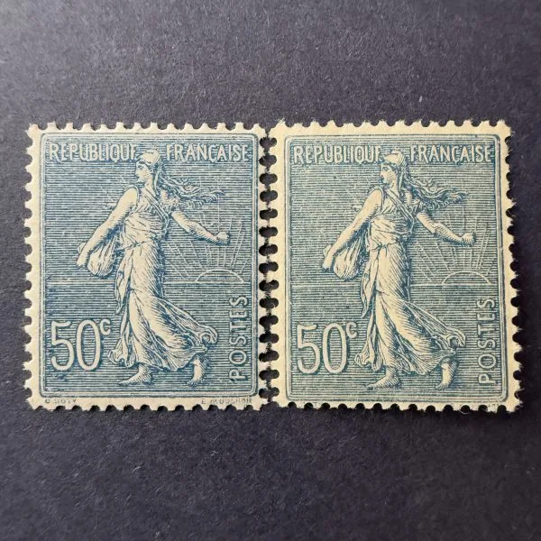 Y&T 161"Semeuse 50c bleu" 2 nuances en NEUFS ** - TB