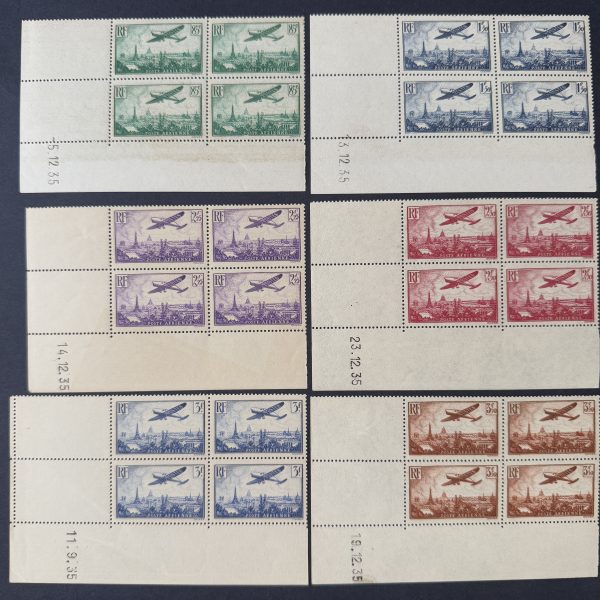 Poste Aérienne Y&T 8/13 "Vue de Paris" coins datés en NEUFS ** - B/TB