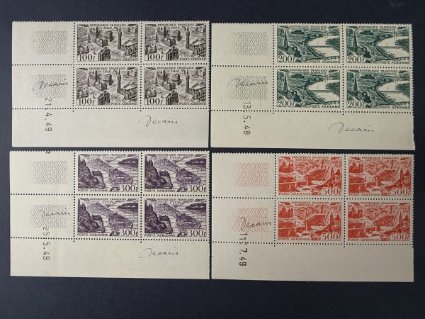 Poste Aérienne Y&T 24/27 "Vue de Villes" en coins datés signés par Decaris (graveur) en NEUFS ** - B/TB