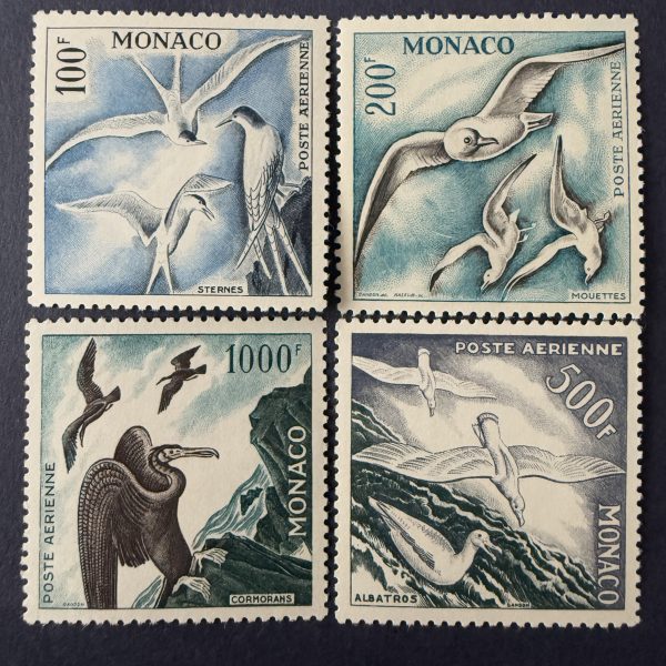 Monaco Poste Aérienne Y&T 55/58 "Oiseaux dentelés 11" en NEUFS ** - TB dont signé Calves