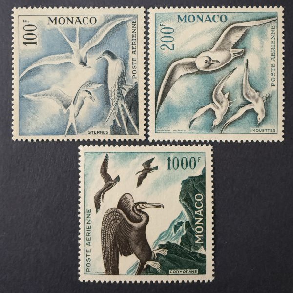 Monaco Poste Aérienne Y&T 66/68 "Oiseaux dentelés 13" en NEUFS ** - TB signés Calves