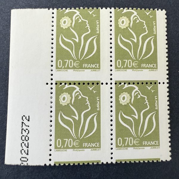 Y&T 3967 "Marianne Lamouche 0.70€" bloc 4 bdf piquage cheval en NEUF ** - TB