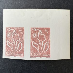 Y&T 3757 "Marianne Lamouche 0.82 €" paire cdf impression défectueuse en NEUF ** - TB