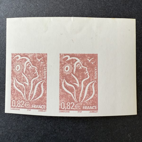 Y&T 3757 "Marianne Lamouche 0.82 €" paire cdf impression défectueuse en NEUF ** - TB