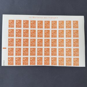Y&T 3739 "Marianne Lamouche 1.00 €" non dentelé demi feuille 50 en NEUFS ** - TB