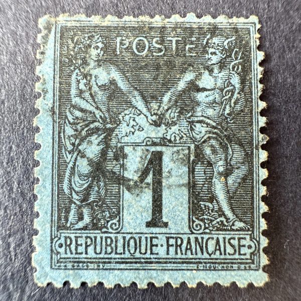 Y&T 84 "Sage 1c bleu de Prusse" en oblitéré - TB signé Calves/Brun et certificat