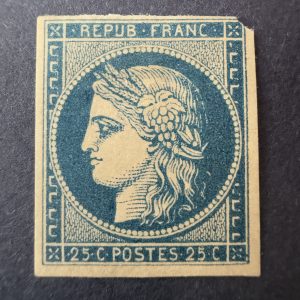 Y&T 4 "Cérès 25c bleu" en NEUF * - bel aspect - signé Roumet