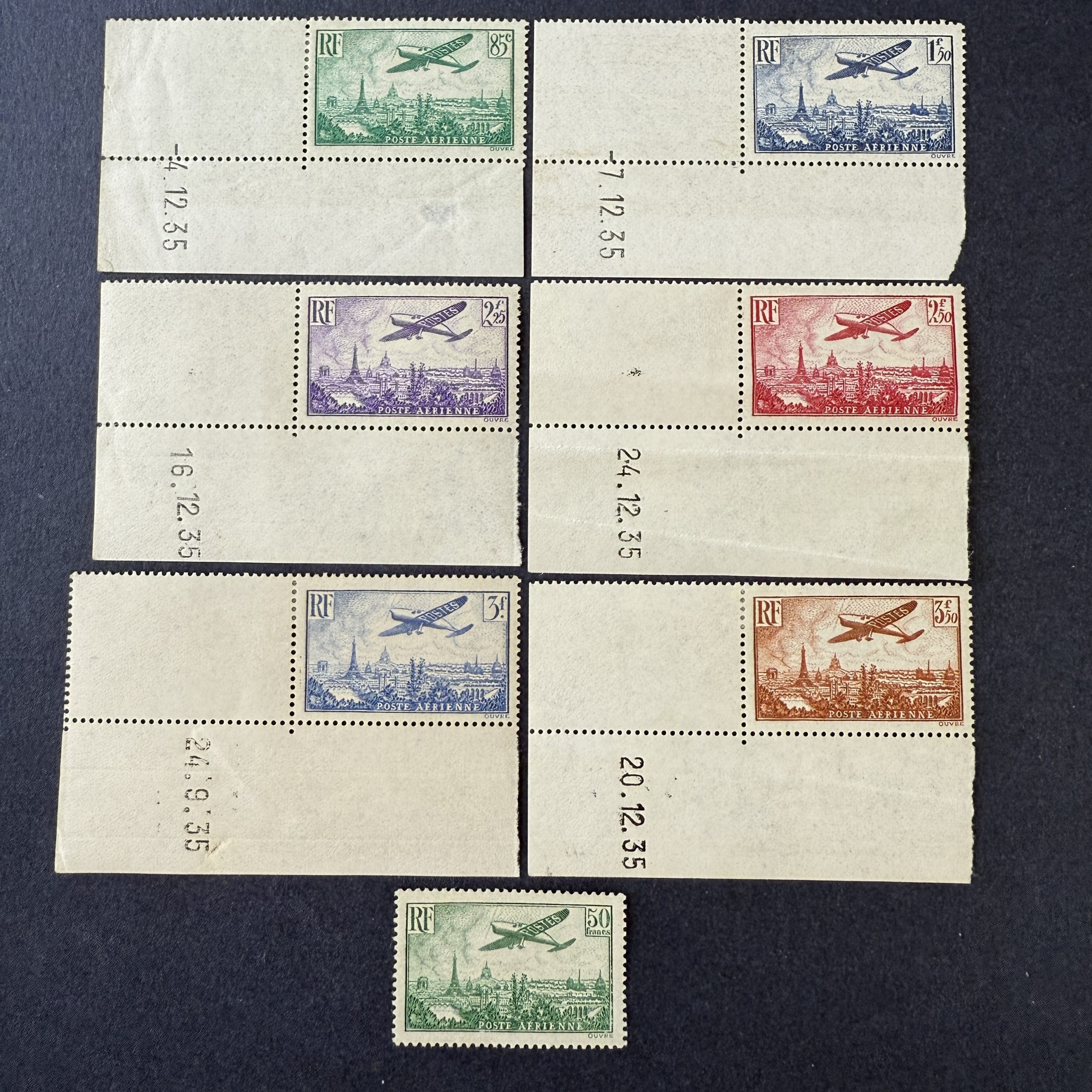 Poste Aérienne Y&T 8/14 "Vue de Paris" dont 50fr vert en NEUFS * - TB