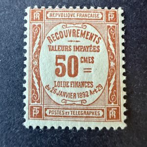 Taxe Y&T 47 "Recouvrement 50c rouge" NEUF ** - TB
