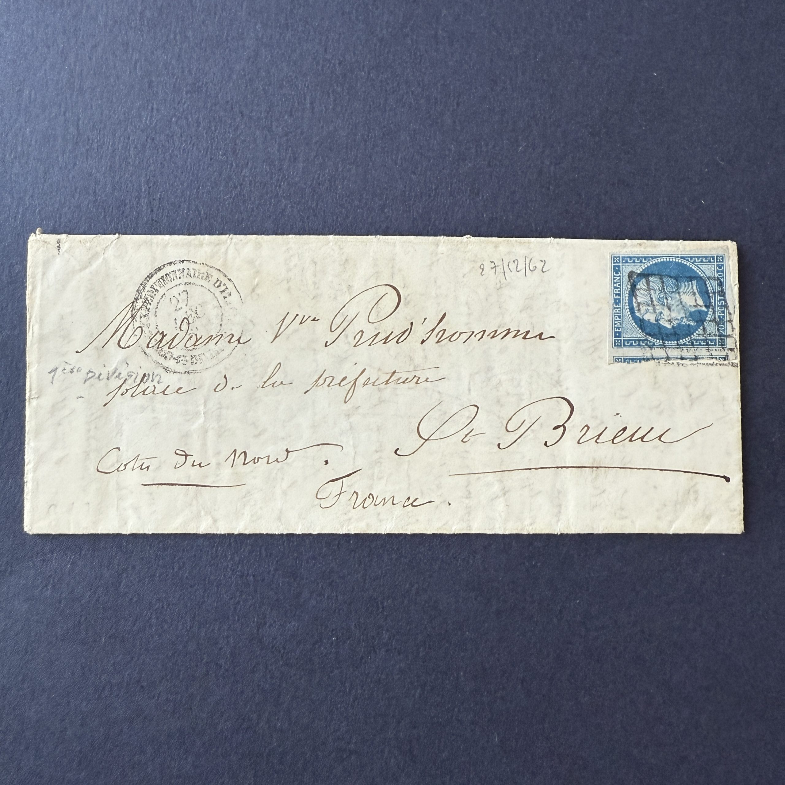 Y&T 14, "Napoléon 20c bleu" corps expéditionnaire Italie (oblitéré grille) - TB