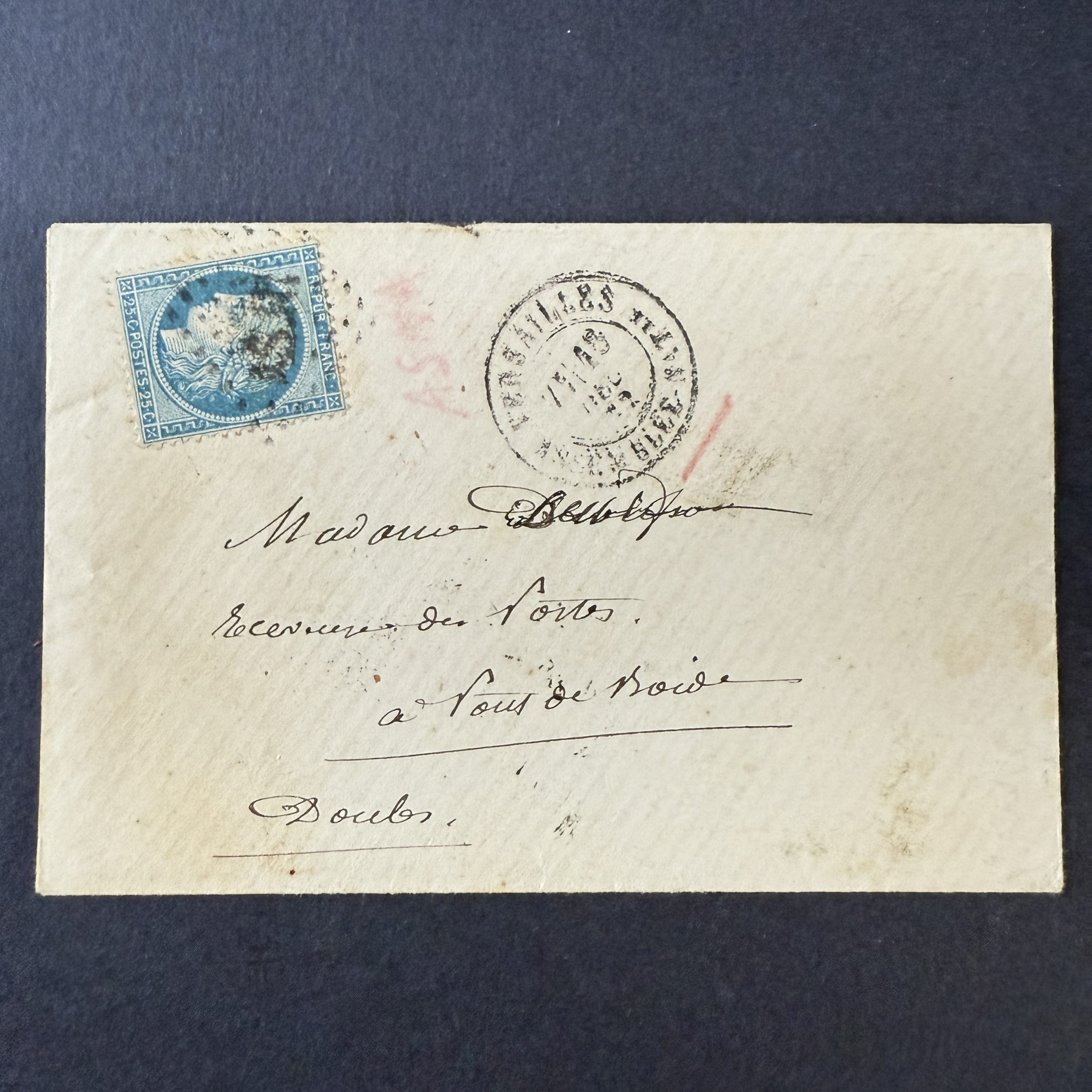 Y&T 60A, "Cérès dentelé 25c bleu" oblitéré ASNA (Assemblée Nationale) sur lettre - TB
