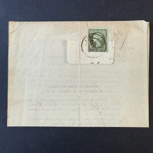 Y&T 19, "Napoléon 1c olive" oblitéré sur avis entier - B/TB