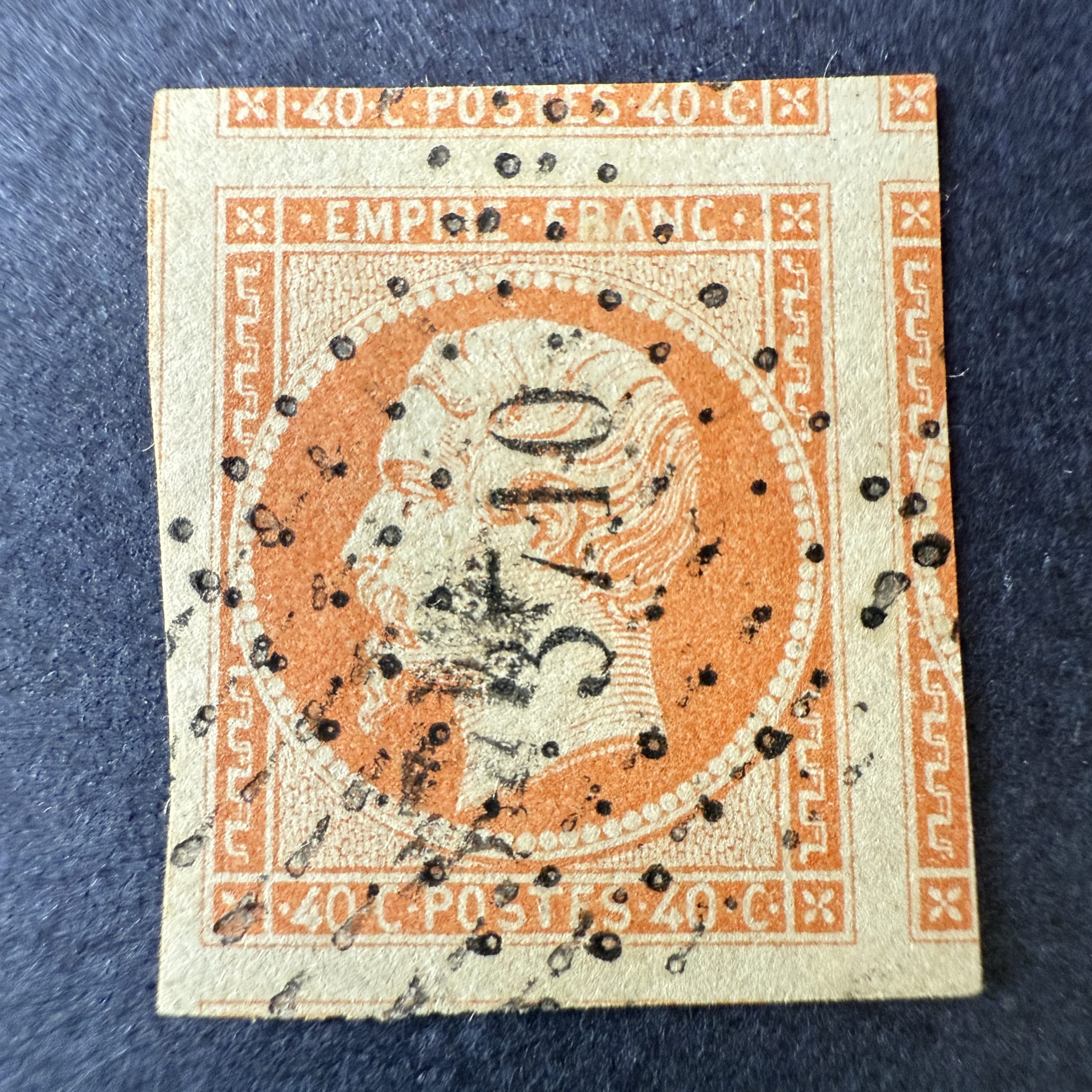 Y&T 16, "Napoléon 40c orange" 6 voisins oblitéré - SUP