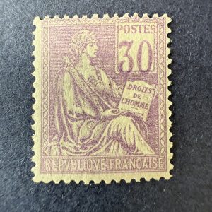 Y&T 115a, "Mouchon 30c violet" chiffres déplacés NEUF ** - TB signé Calves