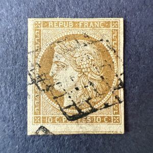 Yvert 1 "Cérès 10c bistre" en oblitéré - TB signé Brun