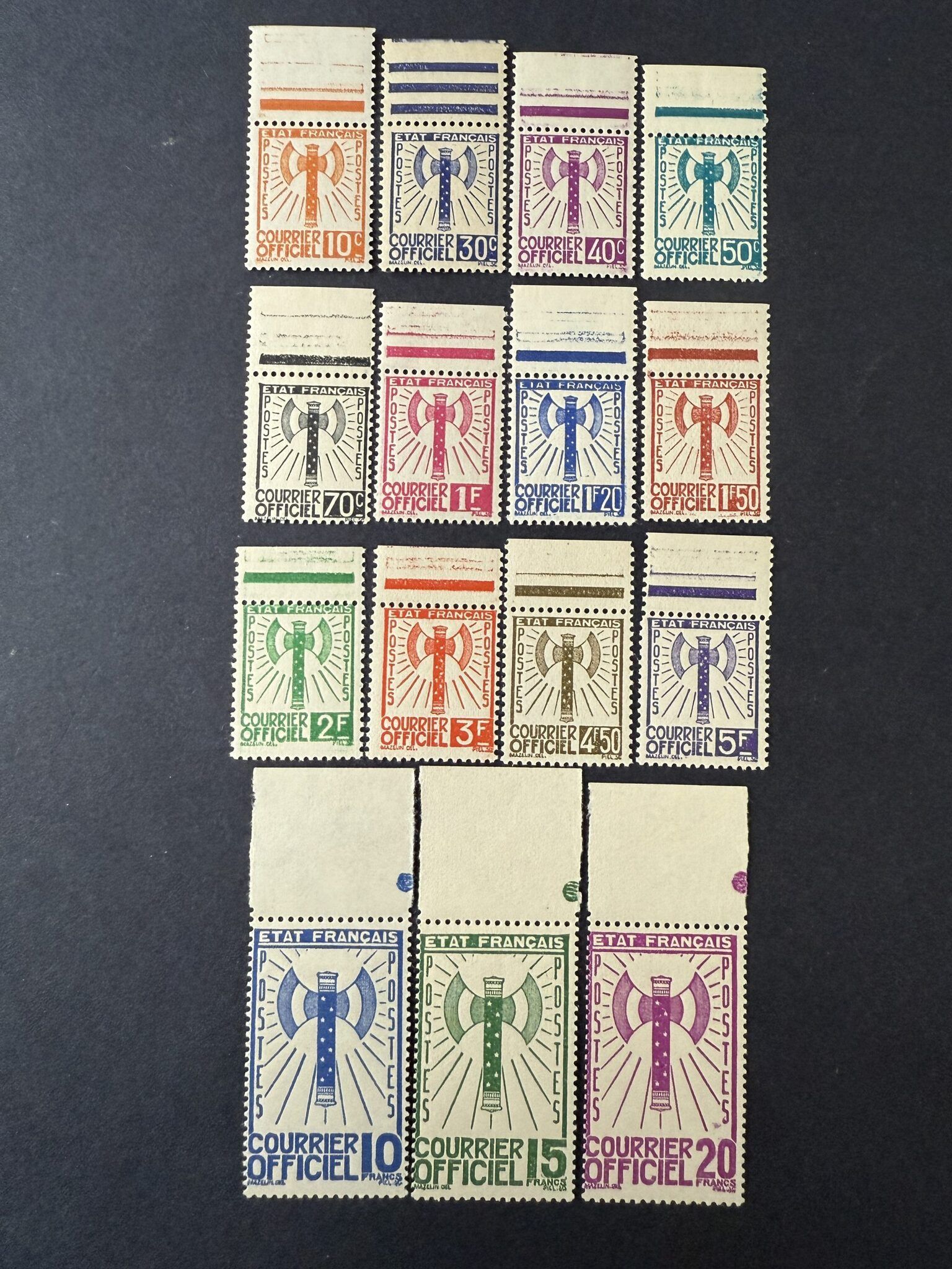 Service Y&T 1/15 "Francisque" bdf en neufs ** - SUP certificat Brun