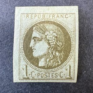 Yvert 39C "Bordeaux 1c R3" coin de feuille en neuf * - TB