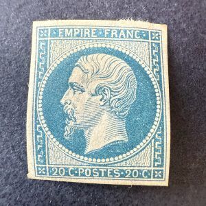 Yvert 14B "Napoléon 20c bleu R2" en neuf * - TB