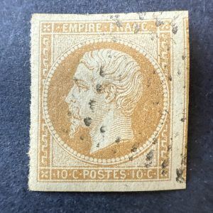 Yvert 13A "Napoléon 10c bistre R1" en oblitéré - SUP