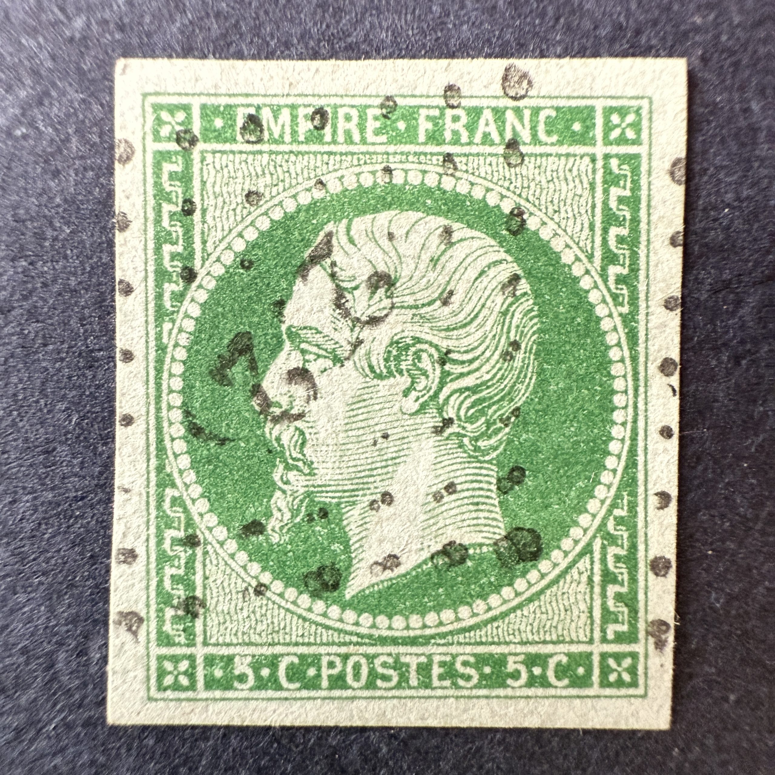 Y&T 12 "Napoléon 5c vert" en oblitéré - superbe