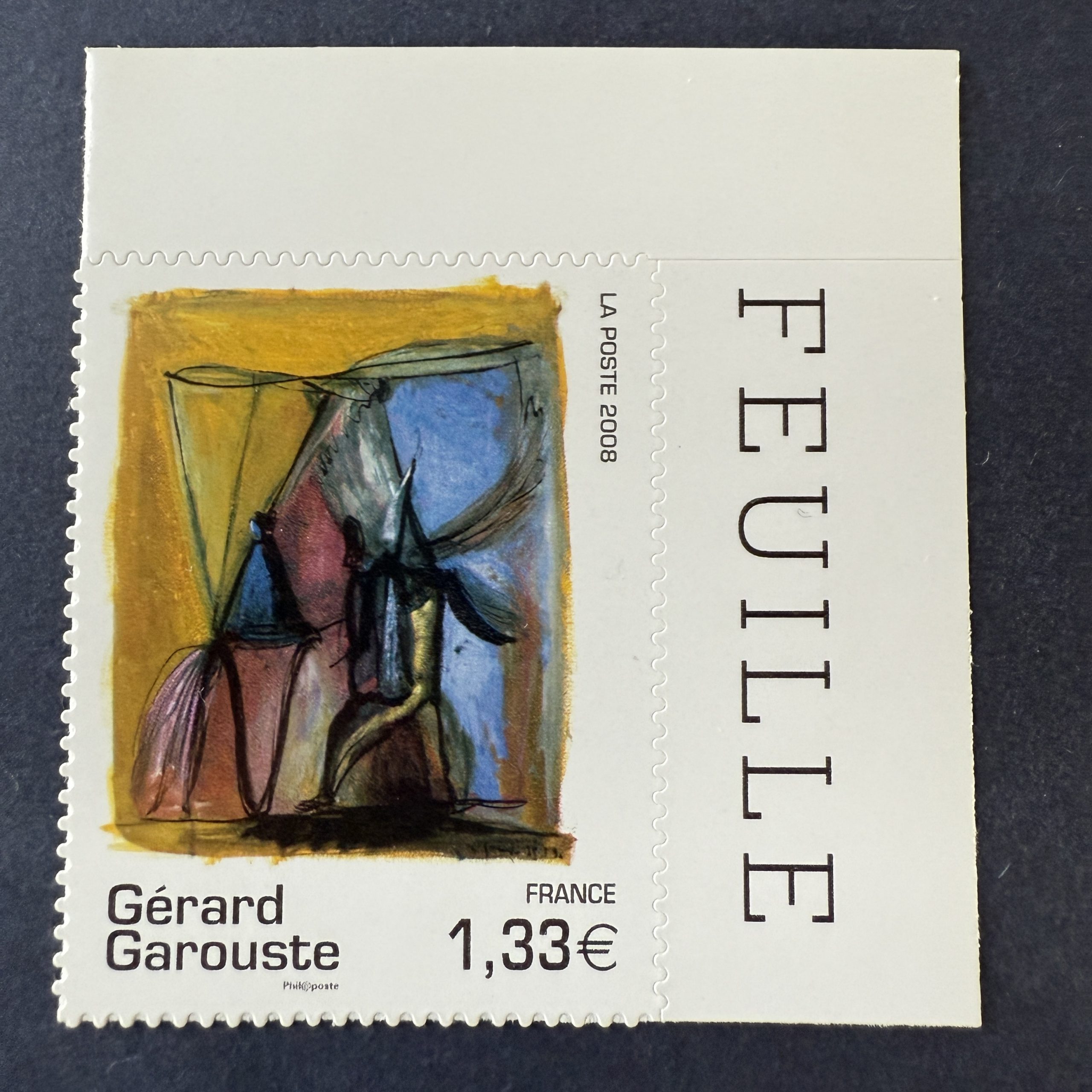 Adhésif Y&T 222 "Garouste" coin de feuille en neuf ** - superbe