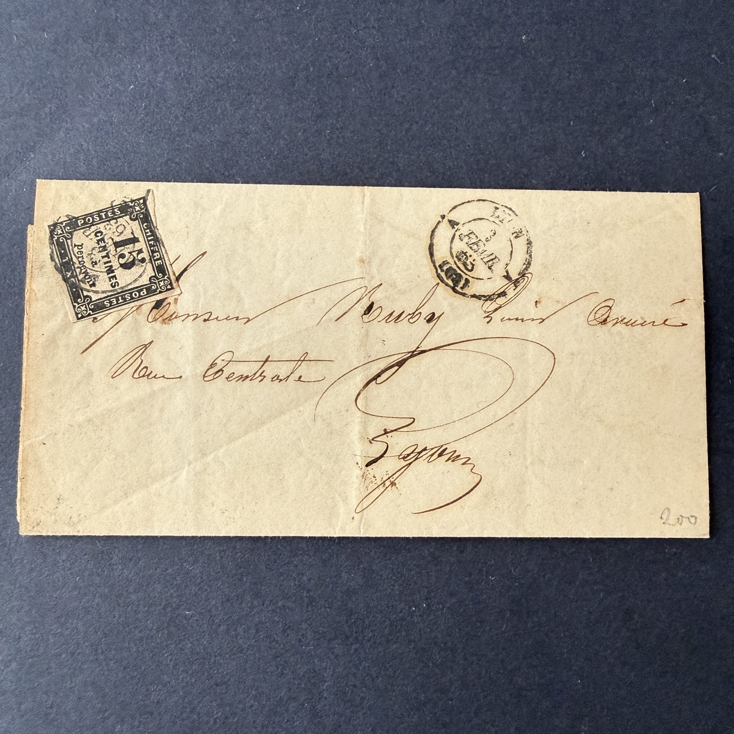 Taxe Y&T 3 "Chiffre Taxe15c" préoblitéré de Lyon sur lettre - TB