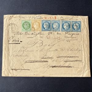 Y&T 53, 59 et 60 (4 exemplaires) "Cérès dentelés" sur lettre chargée - TB