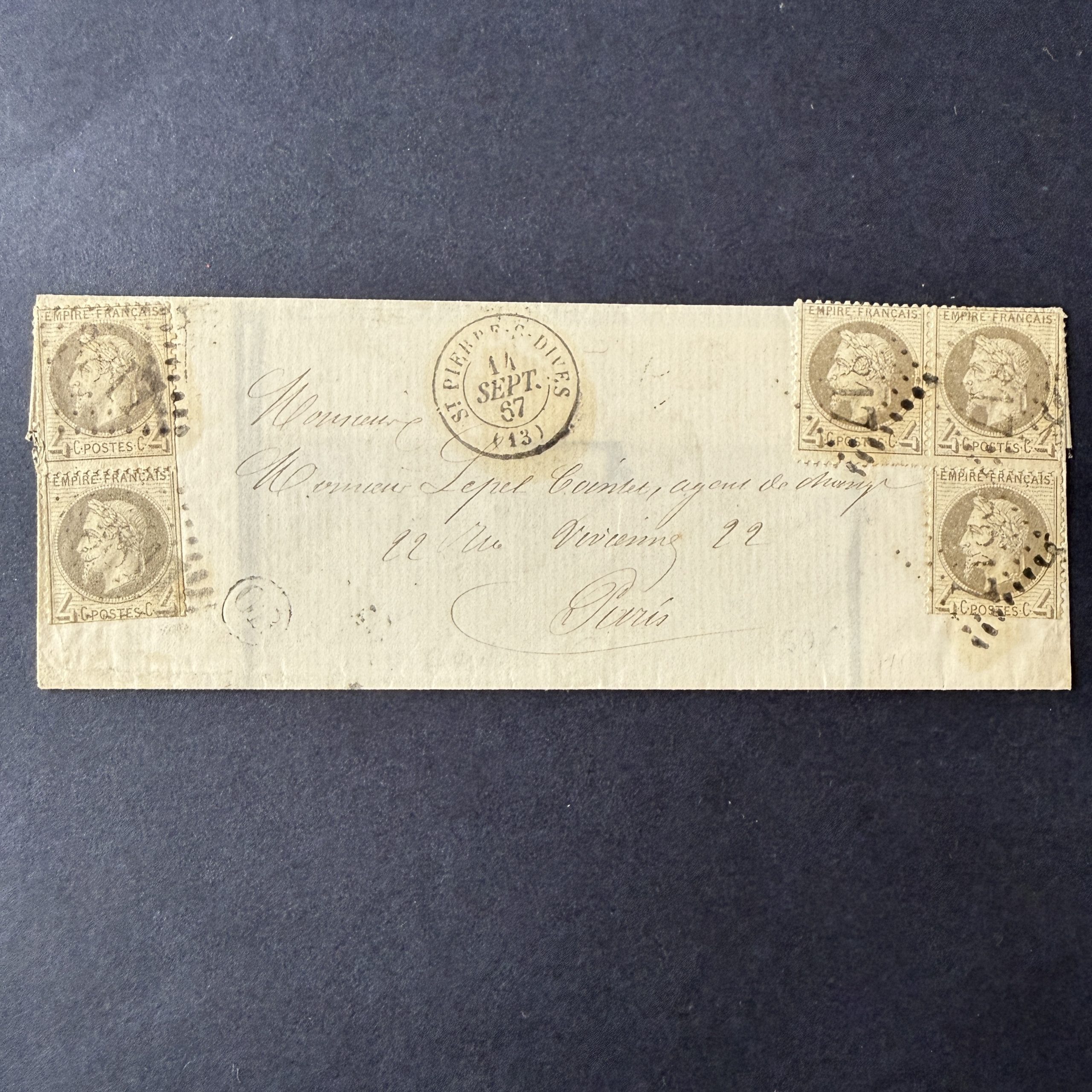 Y&T 27 (paire + 2 exemplaires) "Napoléon lauré 4c" sur lettre - TB