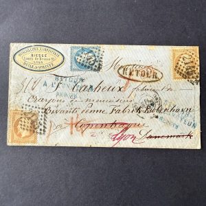 Y&T 21, 22, 24 "Napoléon dentelés" sur lettre pour Copenhague retournée - TB