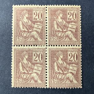 Y&T 113 "Mouchon 20c brun" bloc de 4 en neuf * - TB