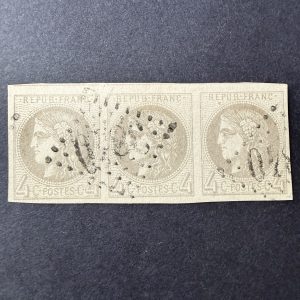 Y&T 41B "Bordeaux 4c gris" R2 bande de 3 en oblitéré - SUP