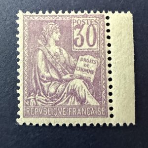 Y&T 115 "Mouchon 30c violet" bord de feuille en NEUF ** - TB