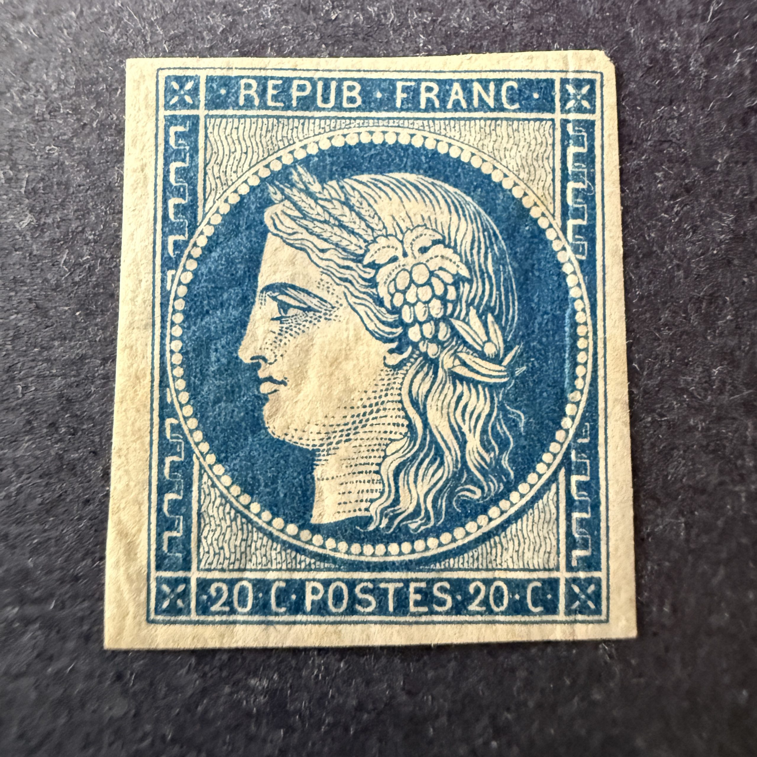 Y&T 8, "Cérès 20c bleu" réimpression 1862 en neuf * - TB signé Calves