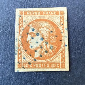 Y&T 48, "Bordeaux 40c orange" en oblitéré ancre bleue - TB