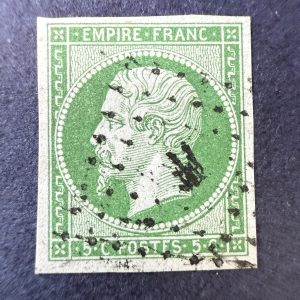 Y&T 12, "Napoléon 5c vert" pièce choisie en oblitéré - SUP