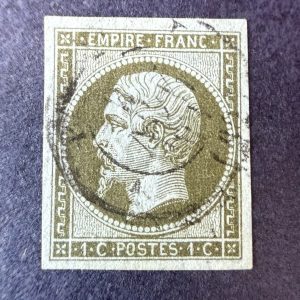 Y&T 11, "Napoléon 1c olive" pièce choisie en oblitéré cachet à date - SUP