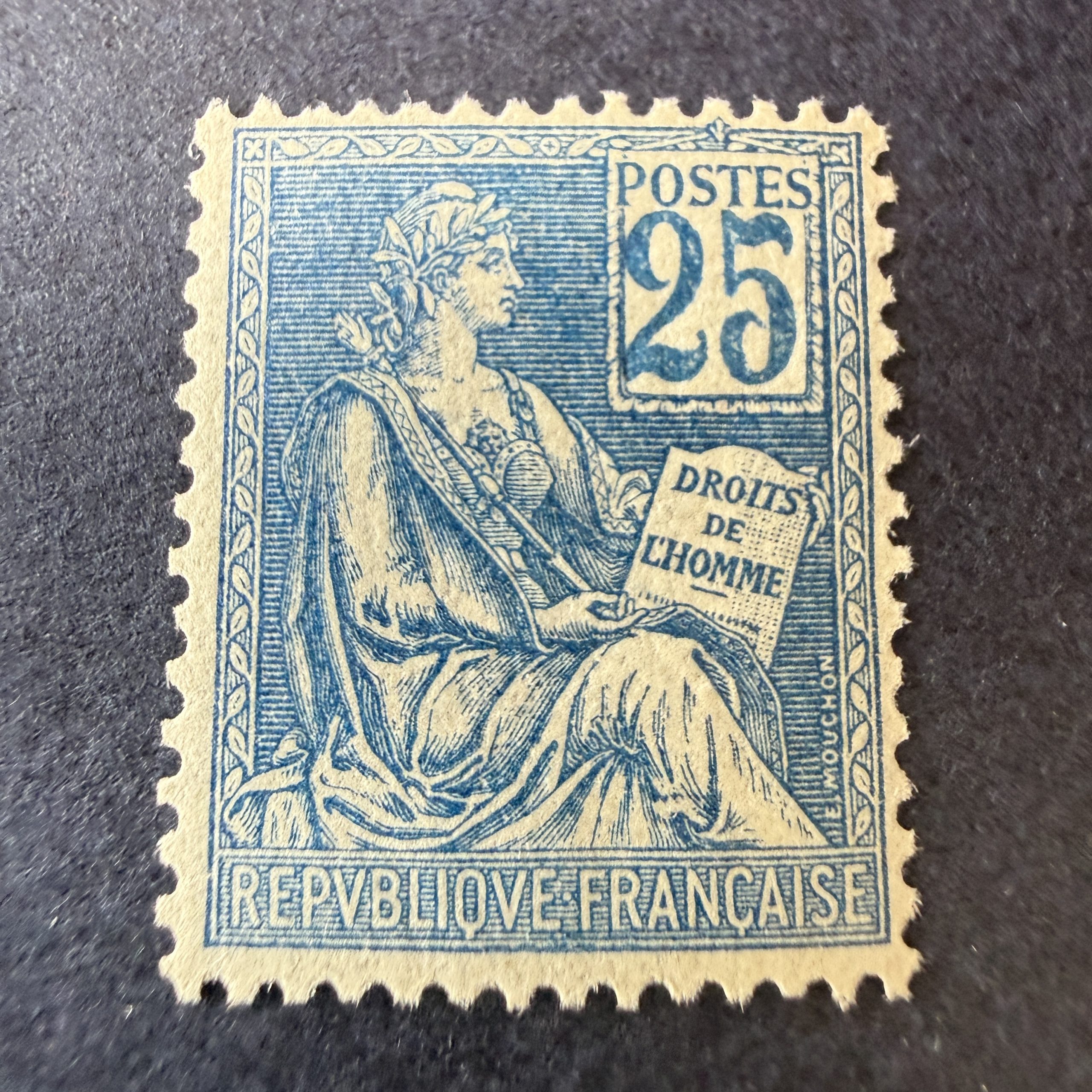 Y&T 114, "Mouchon 25c bleu" en neuf ** - certificat Brun TB