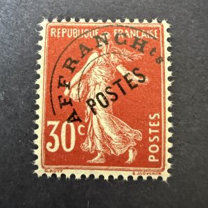 Préoblitéré Y&T 58 "Semeuse 30c rouge" en neuf ** sans charnière. TB.