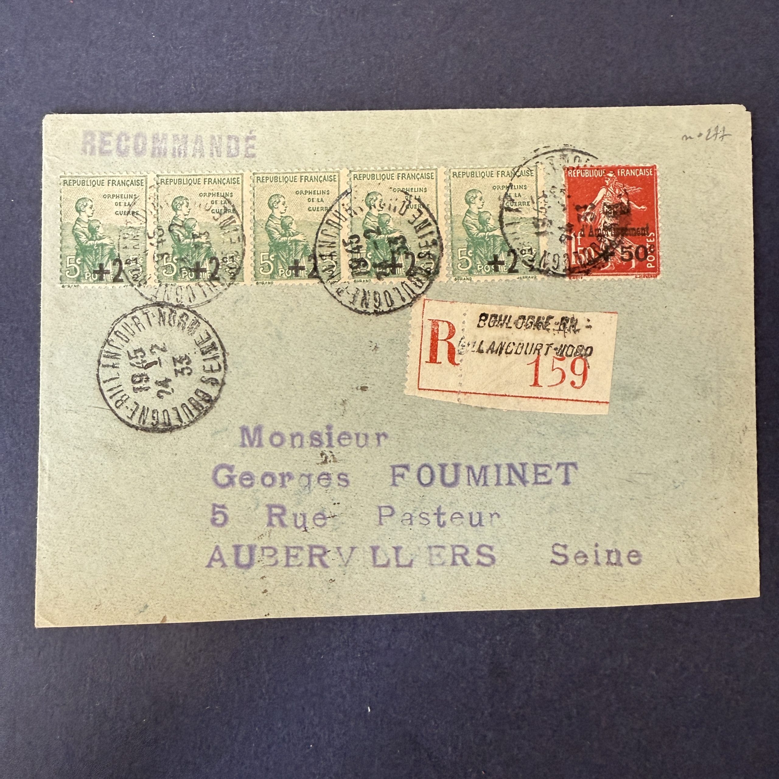 Y&T 163, 277 "Caisse Amortissement" en oblitéré. TB.