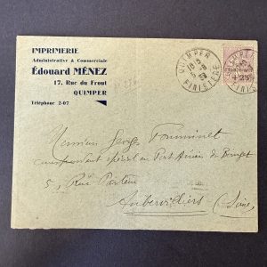 Y&T 276a "Caisse Amortissement" sans le point sur i de caisse en oblitéré sur lettre. TB.