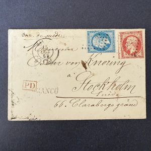 Y&T 14B et 17A "Napoléon" sur lettre pour la Suède. B/TB.