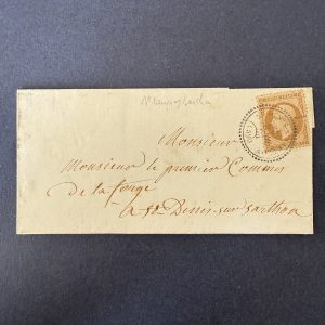Y&T 21 "Napoléon dentelé" cachet perlé sur lettre. TB.