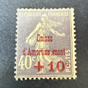 Y&T 249a "Caisse Amortissement" sans le e d'amortissement en neuf * avec charnière. B/TB.
