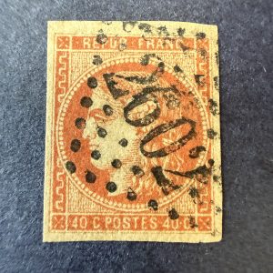 Y&T 48d, "Bordeuax 40c rouge sang clair" en oblitéré - TB certificat et signé Calves