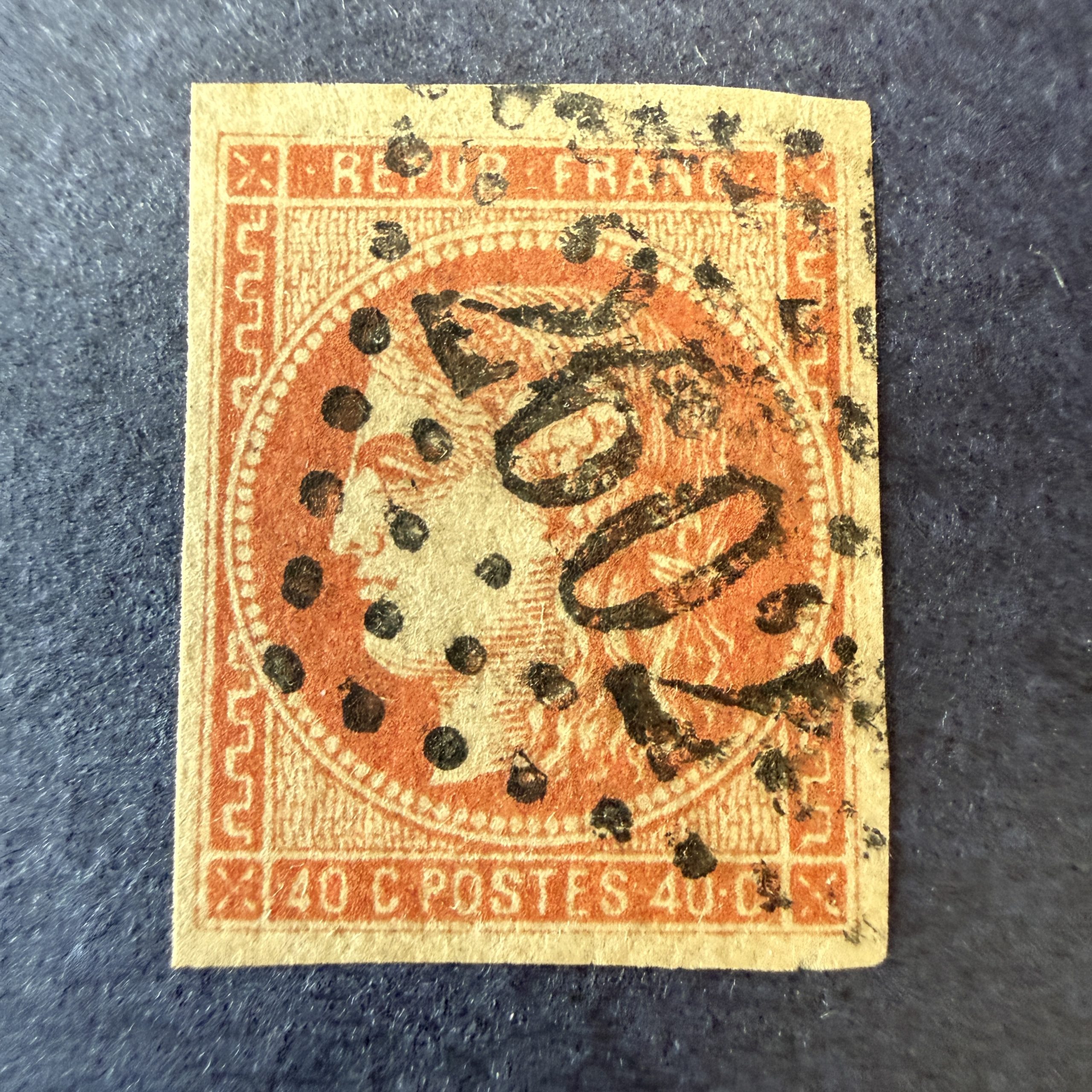 Y&T 48d, "Bordeuax 40c rouge sang clair" en oblitéré - TB certificat et signé Calves