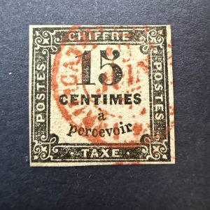 Taxe Y&T 3B, "Chiffre Taxe 15c" oblitération cachet rouge (rare) - TB