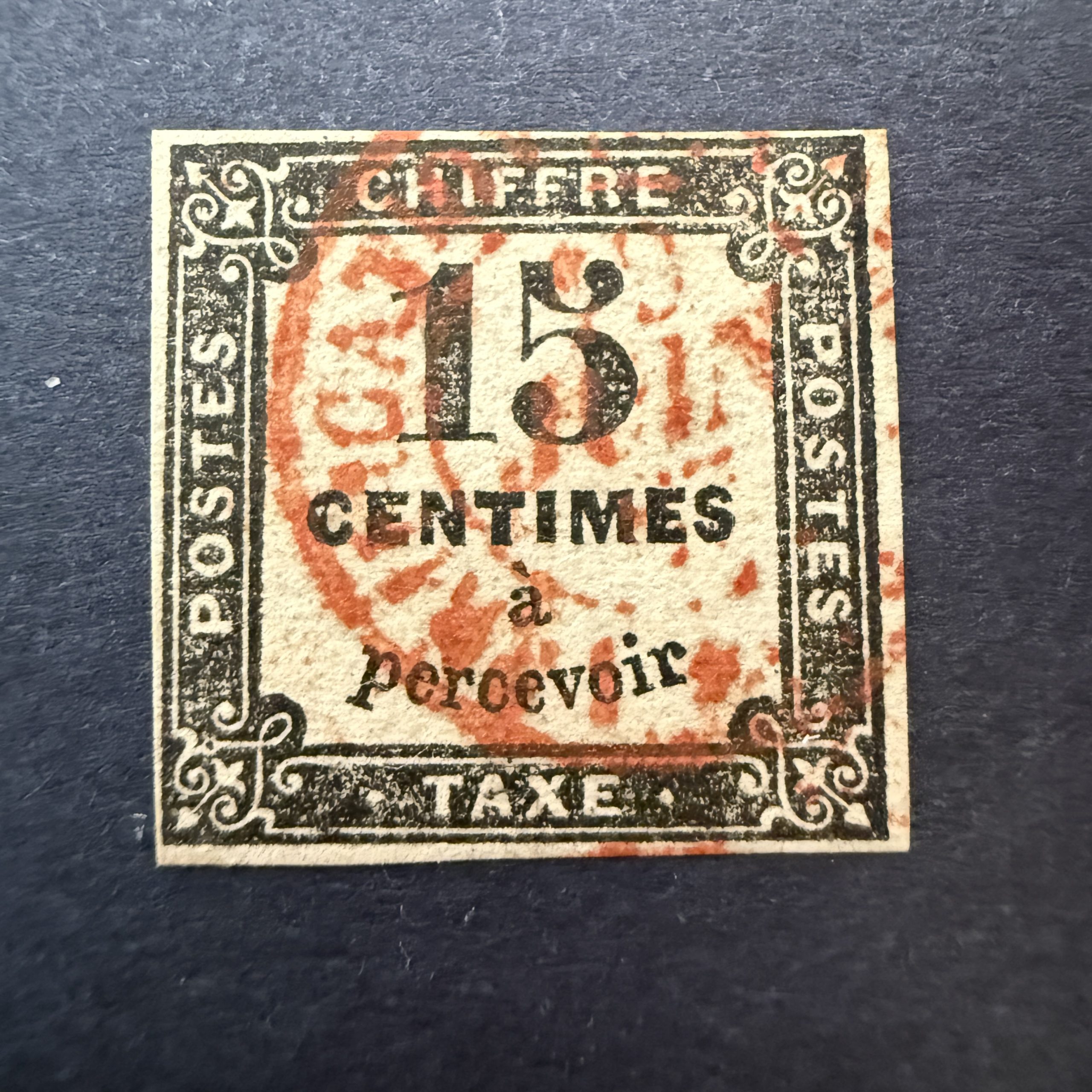 Taxe Y&T 3B, "Chiffre Taxe 15c" oblitération cachet rouge (rare) - TB