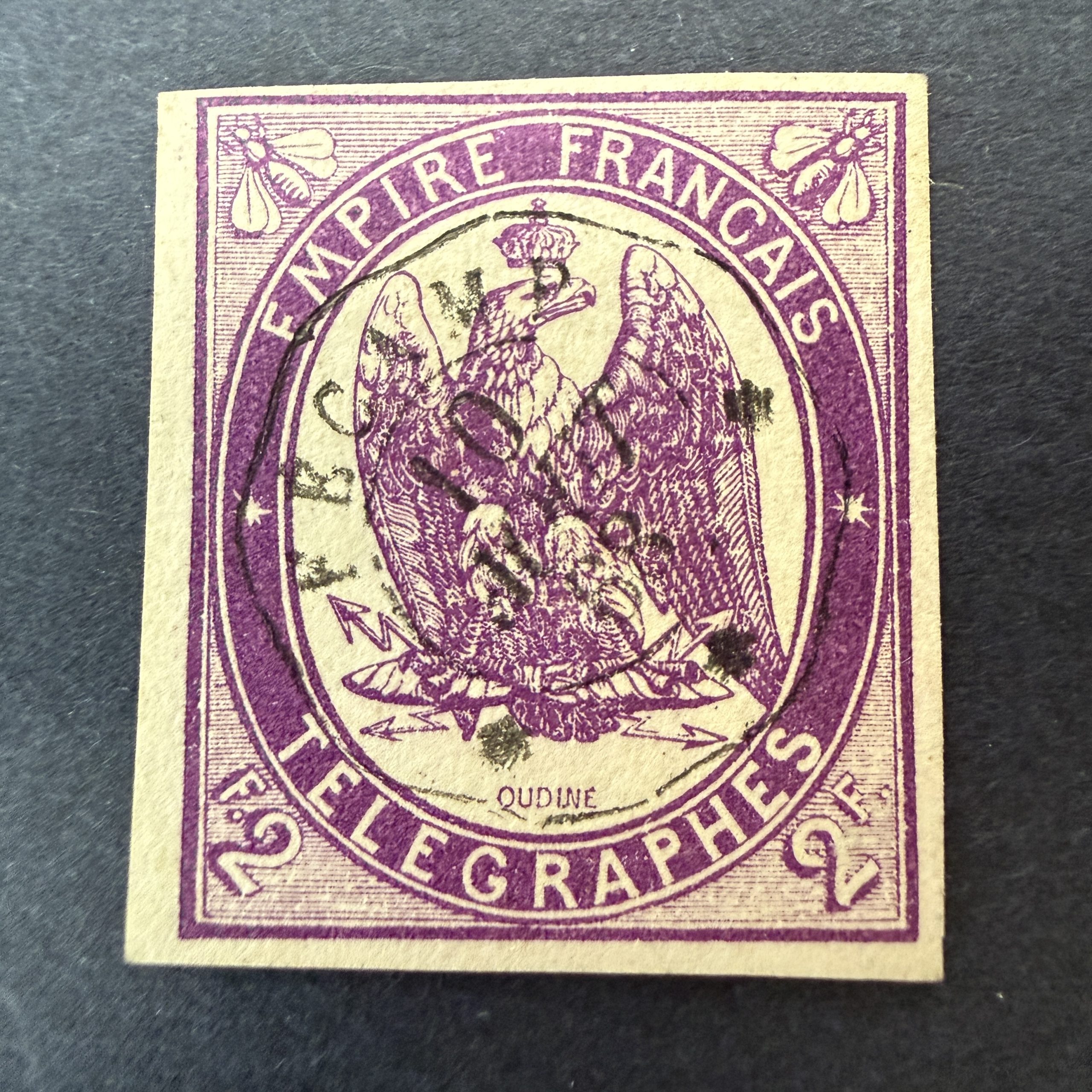 Télégraphe Y&T 4, "2fr violet" en oblitéré - TB