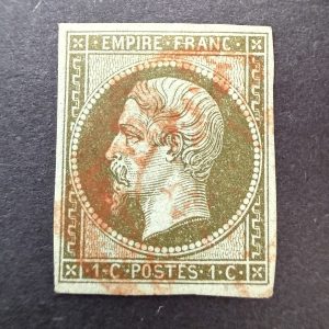 Y&T 11, "Napoléon 1c olive" en oblitéré cachet rouge - TB signé Brun
