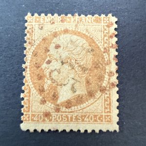 Y&T 23, "Napoléon 40c orange" en oblitéré GC rouge 2145 - TB signé Brun